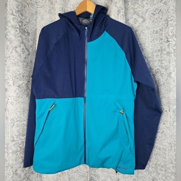Women's Saucony Boulder Drizzle Jacket sodalite rain wind lightweight large - Picture 1 of 12